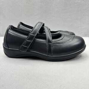 OrthoFeet Celina 865 Womens Size 6.5 (EE) Mary Jane Black Leather Orthotic WIDE